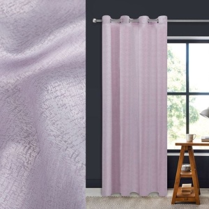 Draperie decorativa , grad de umbrire mediu -lasa lumina sa treaca, model tip tesatura impletita, cu inele, 140x260 cm, roz - Img 2