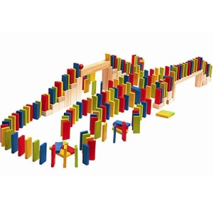 Joc de societate Multi Domino colorat din lemn cu 50 de piese - Img 1