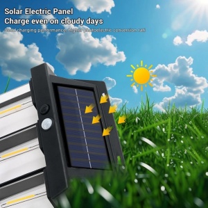 Lampa solara cu 4 LED-uri, 1.5W x 4, cu senzor de miscare, 600LM, acumulator 1600mAh, negru - Img 5