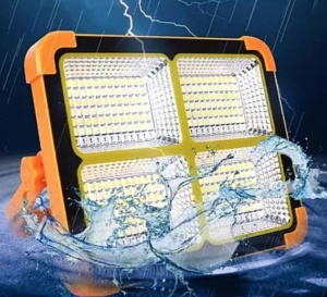 Lampa solara portabila de lucru LED 200W cu USB IP65, reincarcabila, Portocalie - Img 3