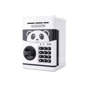 Pusculita Panda pentru copii 3 ani+, cu functie ATM, cod pin si seif, alb cu negru - Img 1