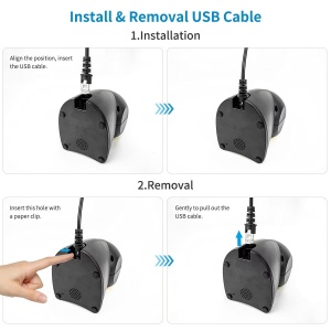 Scaner de coduri de bare cu cablu USB, 1D 2D QR, Omnidirectional, negru-galben - Img 9