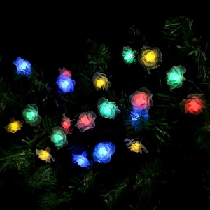 Set 2 Instalatii Liniare pentru Craciun, cu Trandafiri Multicolori, Lungime 2x4m, 2x20 LED-uri, Lumina Multicolora - Img 7