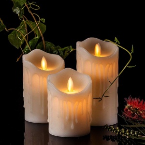 Set 3 Lumanari LED Decorative, cu Efect Flacara Reala, 3 Dimensiuni Diferite, Lumina Alba Calda - Img 2
