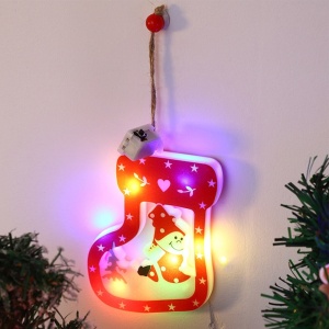 Set 5 Decoratiuni Luminoase pentru Bradul de Craciun sau Geam, Alb/Rosu - Img 1