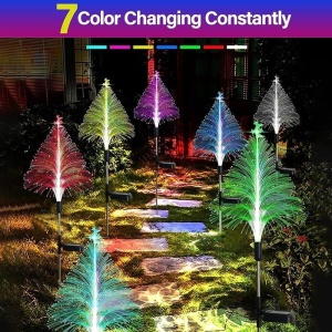 Set cu 2 Lampi Solare in forma de Bradut de Craciun, 7 Culori Schimbatoare, 90cm Inaltime, Multicolor - Img 5