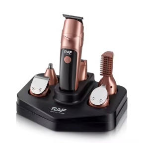 Set cu aparat de tuns fara fir, RAF R4021, 5W, cu 19 accesorii, incarcare USB Type C si suport, 19.5x15x20cm, negru-cupru - Img 2