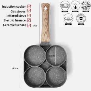 Tigaie cu separator pentru 4 oua, mini pizza, pancake si altele cu invelis antiaderent - Img 4