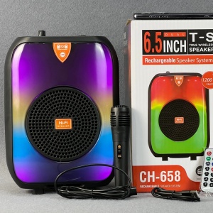 Boxa Portabila cu Bluetooth, CH-658, 12W, 1500mAh, 85db, RGB, Negru - Img 3