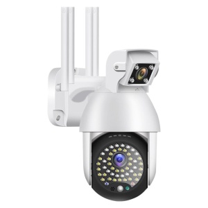 Camera de supraveghere IP PTZ duala, wireless, 320°, 1080P, IR+LED, pentru exterior, senzor miscare, alarma, alb - Img 5