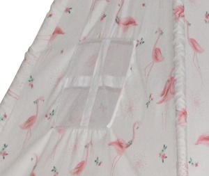 Cort de joaca Tipi, cu cadru de lemn, stil indian cu material imprimat cu pasari flamingo - Img 4