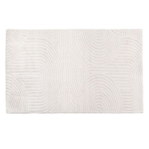 Covoras decorativ, cu aspect de blanita, model curcubeu reliefat, interior cu suprafata antiderapanta, 150x100 cm, crem - Img 1