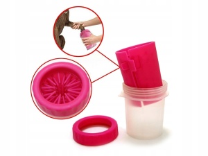 Dispozitiv din silicon pentru curatare labute animale, Talie mare, marime XL, diametru 7.5cm, 15x10cm, Roz - Img 4