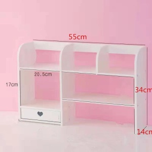Etajeta pentru Birou, cu 6 Compartimente si un Sertar, PVC, 55x14x34cm, Alb - Img 10