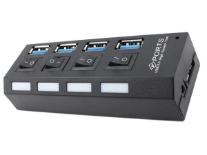 Hub USB cu 4 Port USB 3.0 de mare viteza, Buton On/Off, cu cablu de alimentare inclus, negru - Img 4
