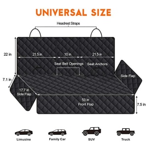 Husa scaune auto protectie si transport animale de companie, universala, impermeabila, 133cm, negru - Img 3