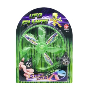 Jucarie interactiva disc zburator cu lansator si lumini, pentru copii 3 ani+, 15 cm, mov/verde - Img 4