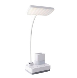 Lampa LED model 1945 pentru birou 4W, cu suport pixuri, reglabila, 3 moduri de iluminare, dimabila, alb - Img 1