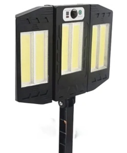 Lampa Solara Tripla 6 Led Cob Cu Senzor De Miscare, Telecomanda, pentru Exterior - Img 1