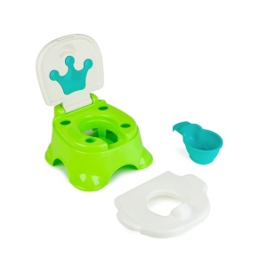 Olita portabila, 3 in 1, Reductor pentru WC, Vas colector sau Scaunel, 44x33x21cm, Roz/Verde - Img 4