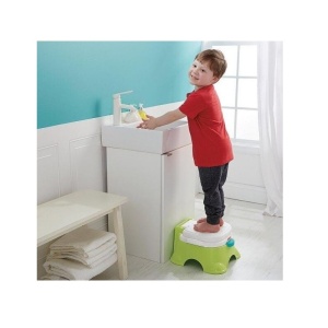 Olita portabila, 3 in 1, Reductor pentru WC, Vas colector sau Scaunel, 44x33x21cm, Roz/Verde - Img 6