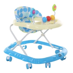 Premergator cu 8 roti, 2 in 1, reglabil in inaltime, plastic, 67X55X32 cm, verde/albastru/roz - Img 2