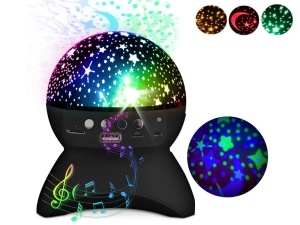 Proiector LED cer instelat, cu difuzor bluetooth, control din telefon, USB, negru - Img 6