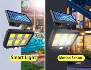 Proiector solar 128 LED 6 COB cu senzor și telecomandă - Img 4