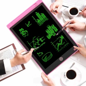 Tableta grafica pentru copii, Display de 12", cu Buton de blocare si stergere, Stilou, Roz - Img 2