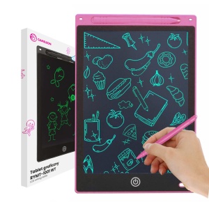 Tableta grafica pentru copii, Display de 12", cu Buton de blocare si stergere, Stilou, Roz - Img 6