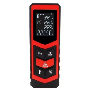 Telemetru cu Laser Profesional, 80m, Ecran LCD, Calcul Arie, Volum si Pitagora, Rosu-Negru - Img 1