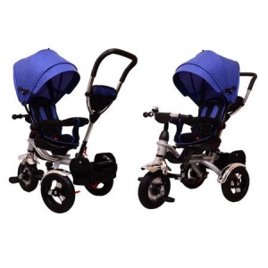 Tricicleta pentru copii 6 luni+, Lux Trike cu scaun pivotant la 360 grade, albastru - Img 4
