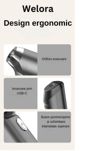 Aspirator Auto 3 in 1, Fara Fir, Turbo Duster, 4000PA, 120W, Baterie 2000mAh, 2 Trepte, Filtru HEPA, Negru - Img 4