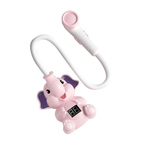 Cap de dus copii, in forma de elefant, cu control temperatura, plastic, albastru/galben/roz - Img 3