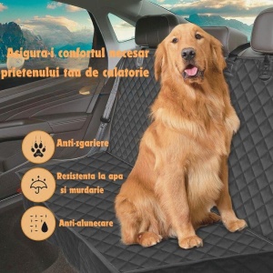Husa scaune auto protectie si transport animale de companie, universala, impermeabila, 133cm, negru - Img 6
