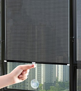 Jaluzea rulou pentru ferestre, universal, retractabil, pridere cu ventuze, 68 x 125 cm, gri inchis - Img 2