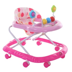Premergator cu 8 roti, 2 in 1, reglabil in inaltime, plastic, 67X55X32 cm, verde/albastru/roz - Img 3