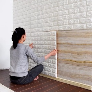 Set 10 panouri decorative tip tapet 3D, autoadeziv cu aspect caramida, 70x77cm - Img 3