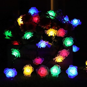 Set 2 Instalatii Liniare pentru Craciun, cu Trandafiri Multicolori, Lungime 2x4m, 2x20 LED-uri, Lumina Multicolora - Img 8