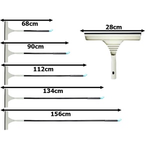 Set cu stergator de geamuri 3 in 1, 2 lavete microfibra, maner telescopic pana la 1.6m, alb-gri - Img 8