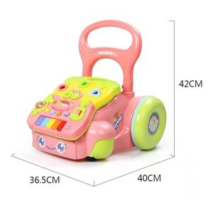 Antemergator cu activitati 2 in 1, pentru copii 1 an+, cu sunete si lumini, 37x40x42 cm, albastru-verde/roz-verde - Img 7