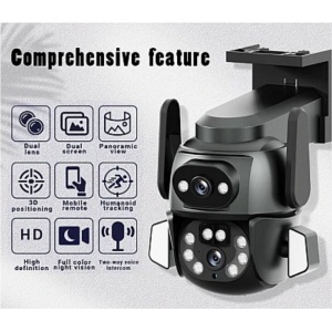 Camera de supraveghere duala CCTV, Andowl Q-S800, IP, Wi-Fi, 3mp+3mp PTZ, App Tuya, negru-gri - Img 2