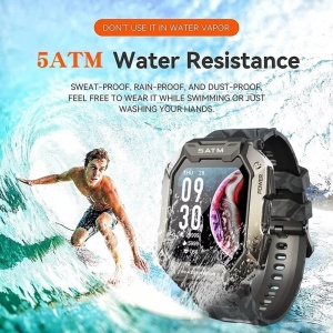 Ceas Smartwatch Sport, Model SATM Army D20, Bluetooth, IP67, Monitorizare 24h, Activitati Fizice, Negru - Img 6