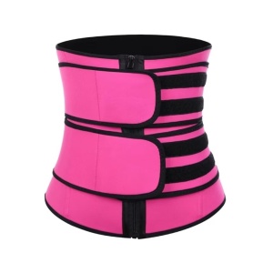 Centura modelatoare, Talie de viespe, cu fermoar si velcro, efect de sauna, neopren, Marime L/XL/XXL, roz - Img 6