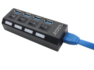 Hub USB cu 4 Port USB 3.0 de mare viteza, Buton On/Off, cu cablu de alimentare inclus, negru - Img 5