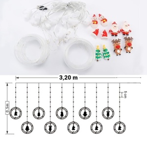 Instalatie de Craciun cu 10 Cercuri LED si Figurine, Interconectabile, 3m, Lumina Alba Calda - Img 7