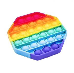 Jucarie Pop It curcubeu antistres din silicon, hexagon - Img 1