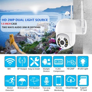 Mini camera de supraveghere WiFi, 2MP, HD, rotire, comunicare bidirectionala, senzor miscare si urmarire automata, alba - Img 2