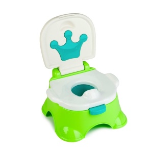 Olita portabila, 3 in 1, Reductor pentru WC, Vas colector sau Scaunel, 44x33x21cm, Roz/Verde - Img 2