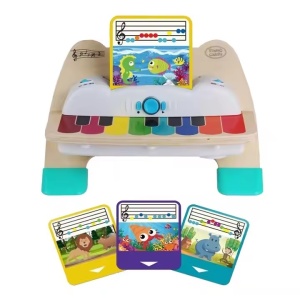Pian interactiv pentru copii 1 an+, Magic Touch, din lemn, cu 3 partituri muzicale incluse, 17 x 25 x 31 cm, multicolor - Img 2